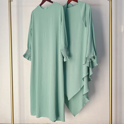 Ensemble 2 pièces Jilbab Robe de prière avec deux couches Khimar pour femmes arabes