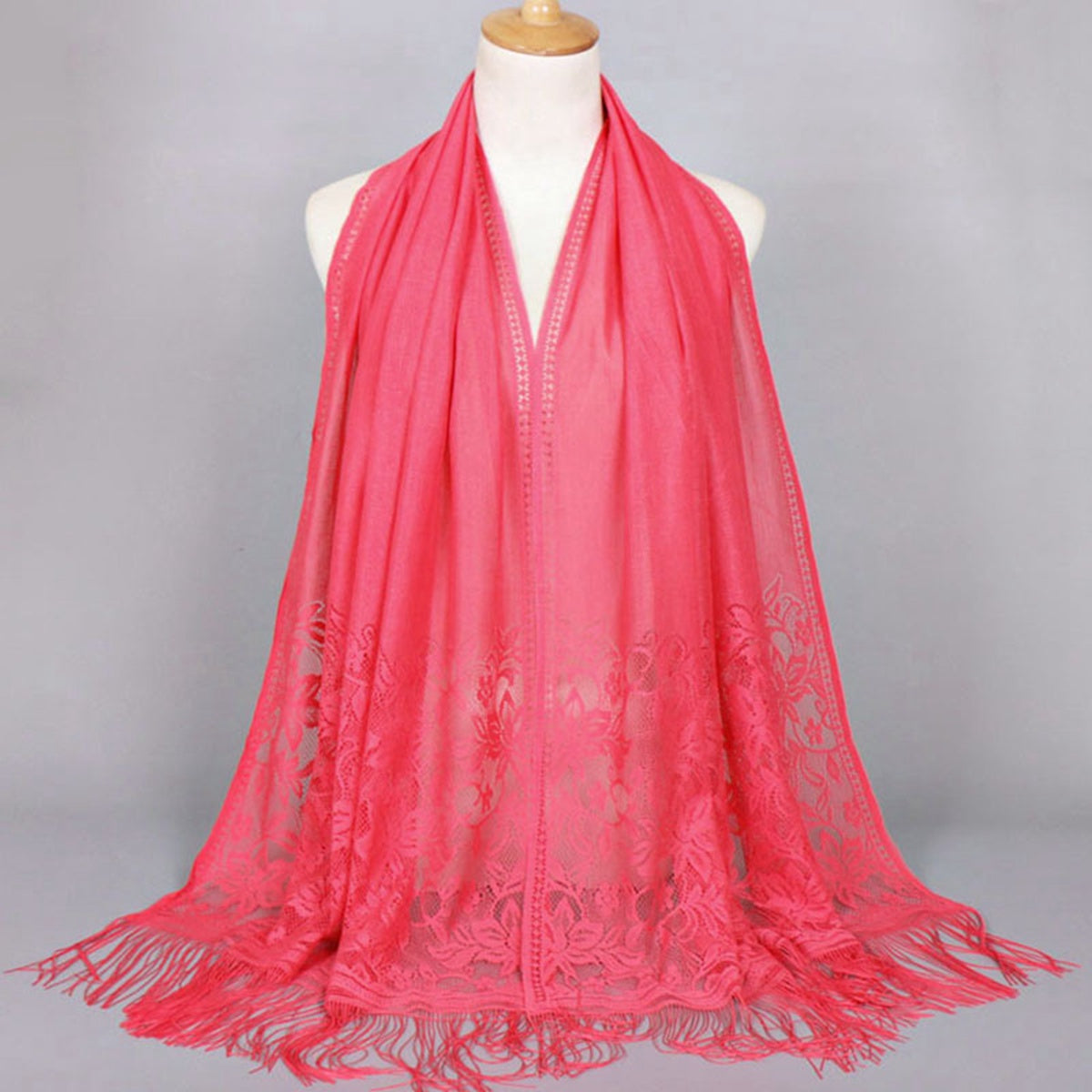 Muslim Women Lace Hollow Tassel Hijab Scarf #26VS069