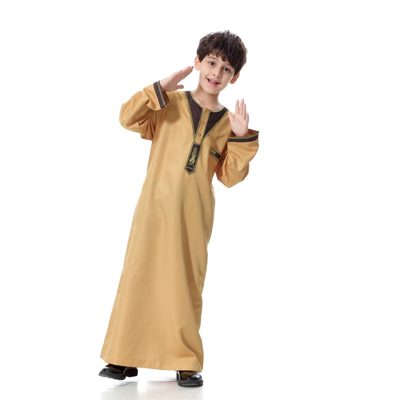Thobe Thawb brodé arabe pour garçon musulman