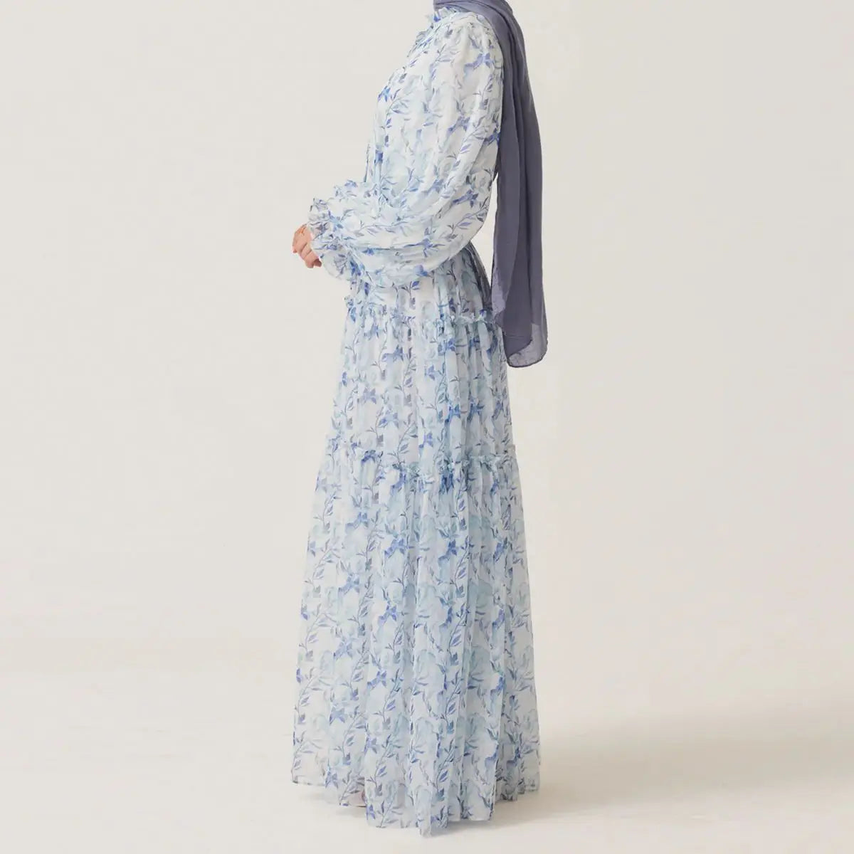 Robe Abaya imprimée en mousseline de soie pour femmes musulmanes