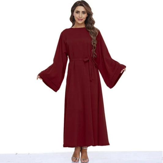 Robe Abaya classique unie de couleur unie pour femmes musulmanes