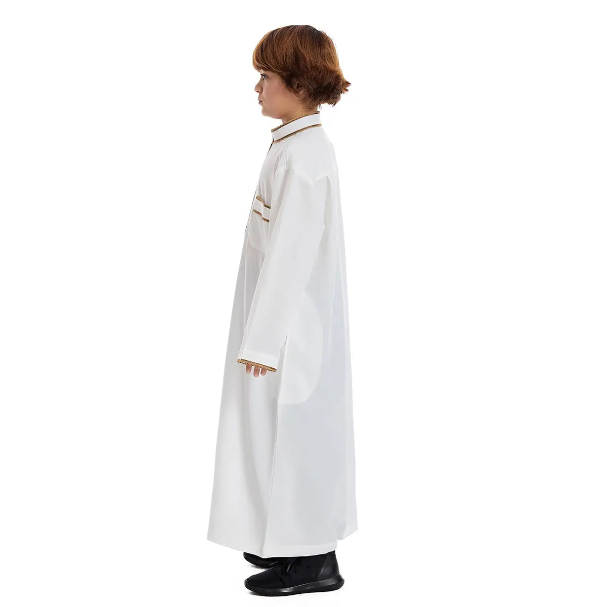 Vêtements Thobe Thawb pour garçon arabe du Moyen-Orient avec fermeture éclair