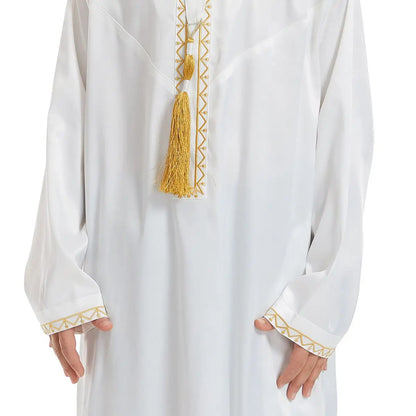 Thobe Thawb pour garçon arabe du Moyen-Orient à pompons