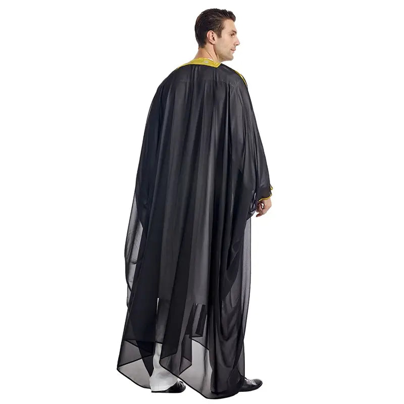 Tissu en mousseline de soie Bisht pour hommes arabes musulmans islamiques avec pompons et broderie