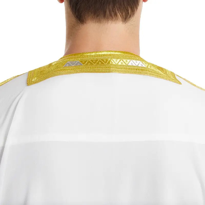 Tissu en mousseline de soie Bisht pour hommes arabes musulmans islamiques avec pompons et broderie
