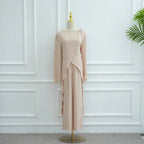 Muslim Women Daily Wear 2 Pieces Set Tops And Pants Suit Set #251103