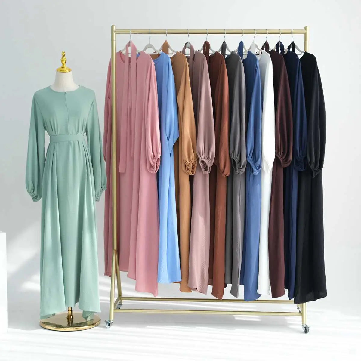 Robe Abaya à manches bouffantes pour femmes musulmanes