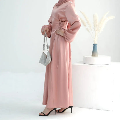Robe Abaya en satin pour femmes musulmanes