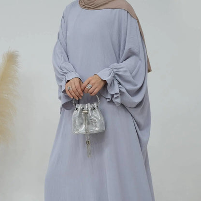 Robe Abaya en tissu froissé à la mode modeste
