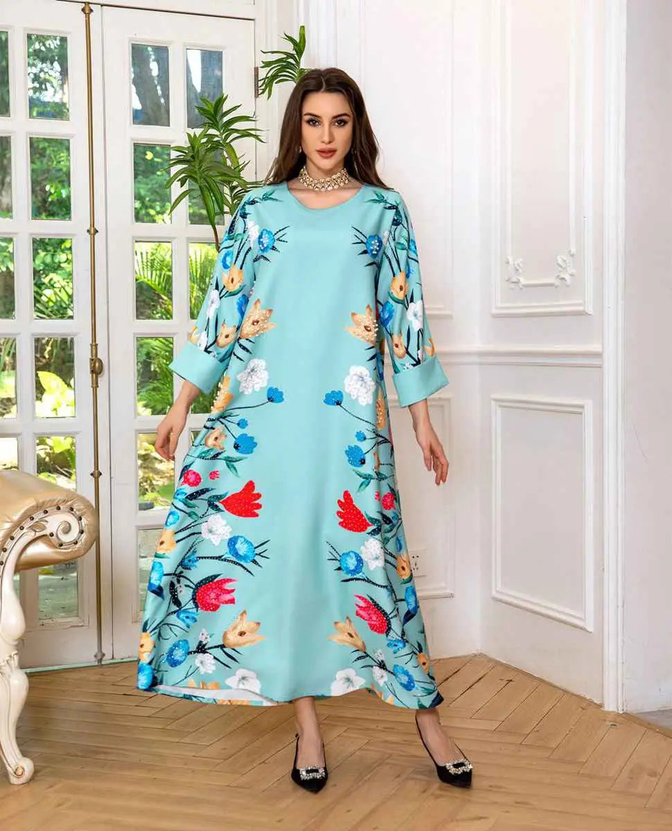 Robe Eid Robe Caftan Imprimé Arabe Caftan Abaya