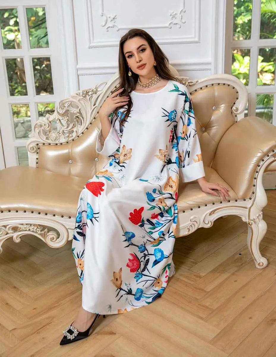 Robe Eid Robe Caftan Imprimé Arabe Caftan Abaya