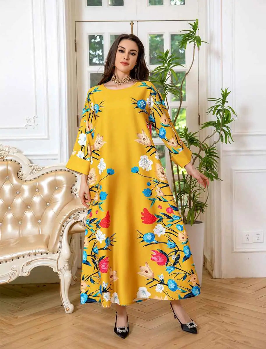 Robe Eid Robe Caftan Imprimé Arabe Caftan Abaya