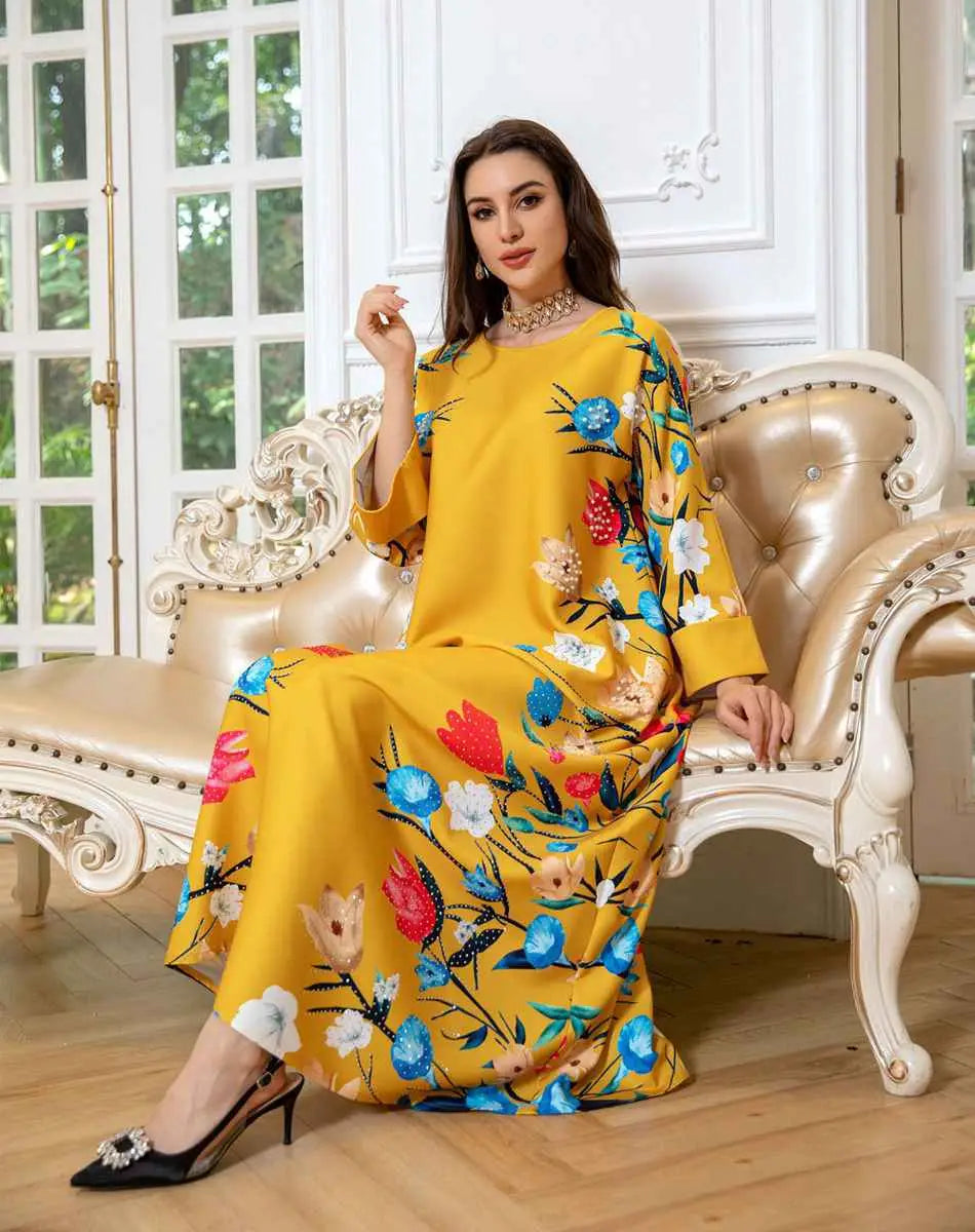 Robe Eid Robe Caftan Imprimé Arabe Caftan Abaya