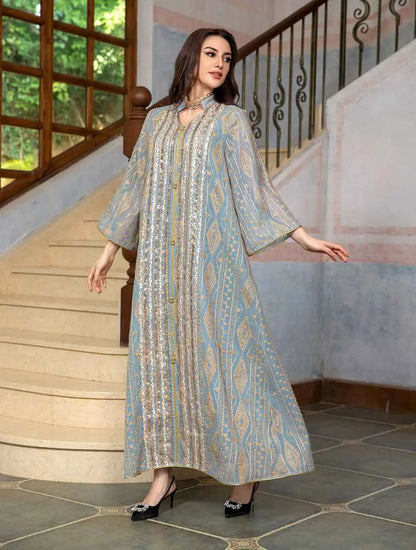 Robe de l'Aïd à paillettes brodées pour femme, caftan