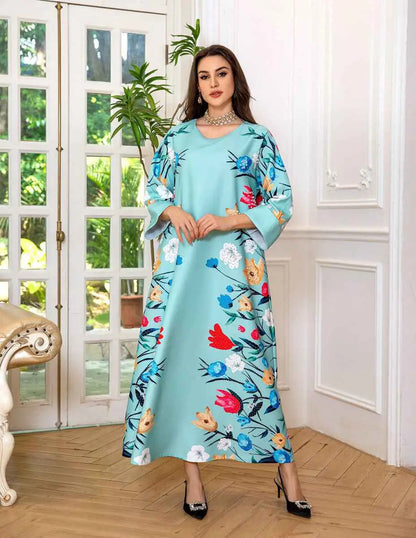 Robe Eid Robe Caftan Imprimé Arabe Caftan Abaya