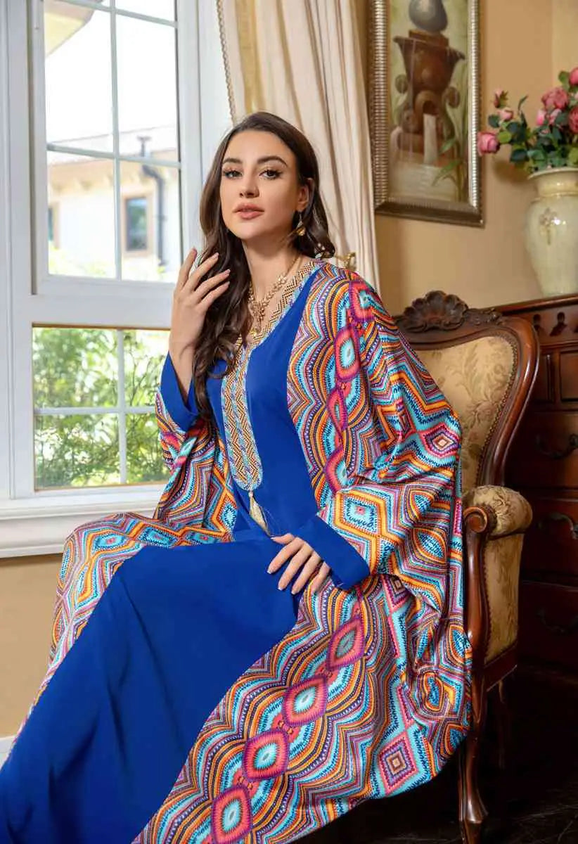 Robe Eid manches chauve-souris Hotfix strass Farasha Caftan Kaftan robe Jalabiya