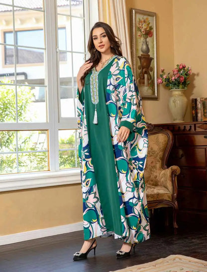 Robe Eid manches chauve-souris Hotfix strass Farasha Caftan Kaftan robe Jalabiya