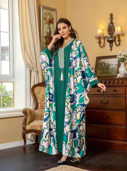 Robe Eid manches chauve-souris Hotfix strass Farasha Caftan Kaftan robe Jalabiya