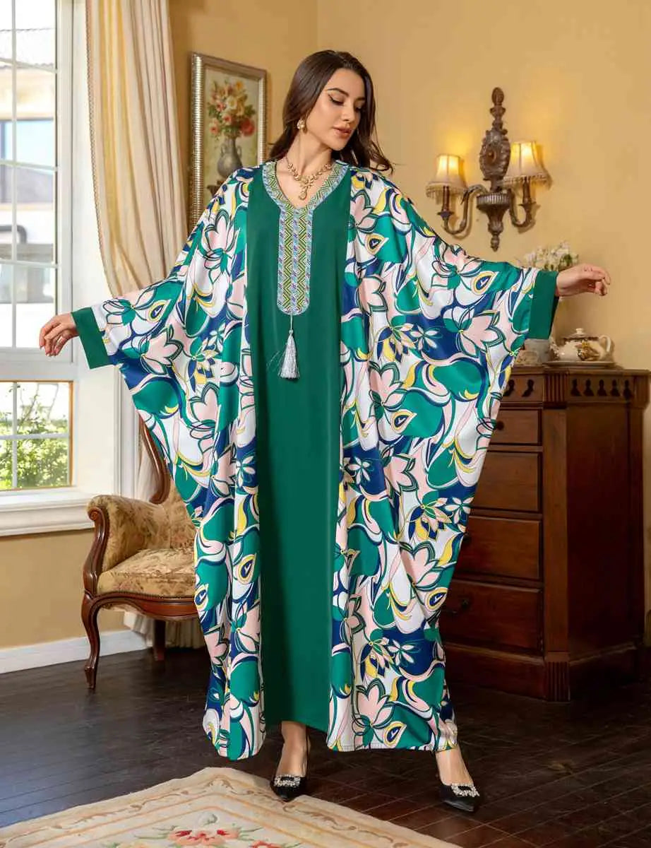 Robe Eid manches chauve-souris Hotfix strass Farasha Caftan Kaftan robe Jalabiya