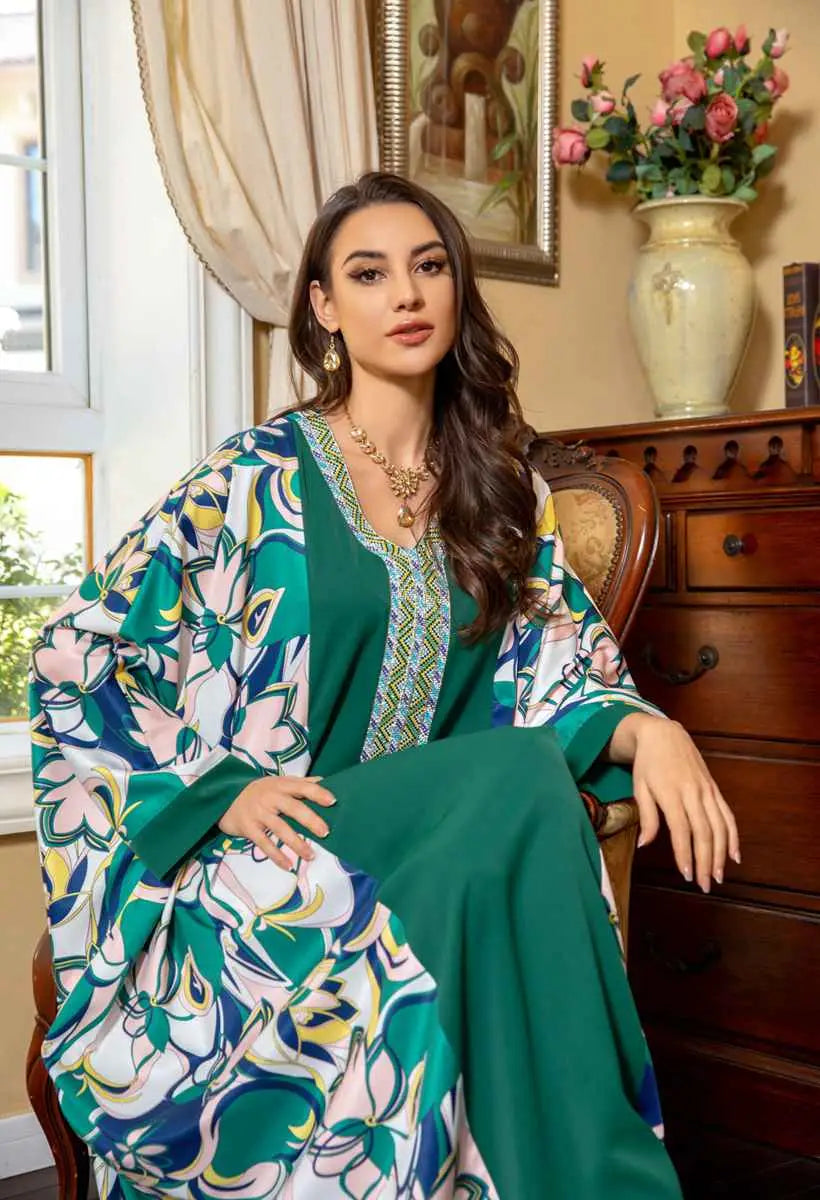 Robe Eid manches chauve-souris Hotfix strass Farasha Caftan Kaftan robe Jalabiya