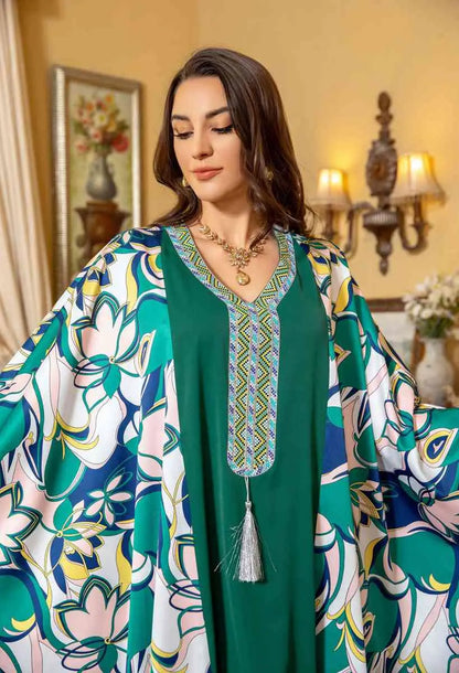 Robe Eid manches chauve-souris Hotfix strass Farasha Caftan Kaftan robe Jalabiya