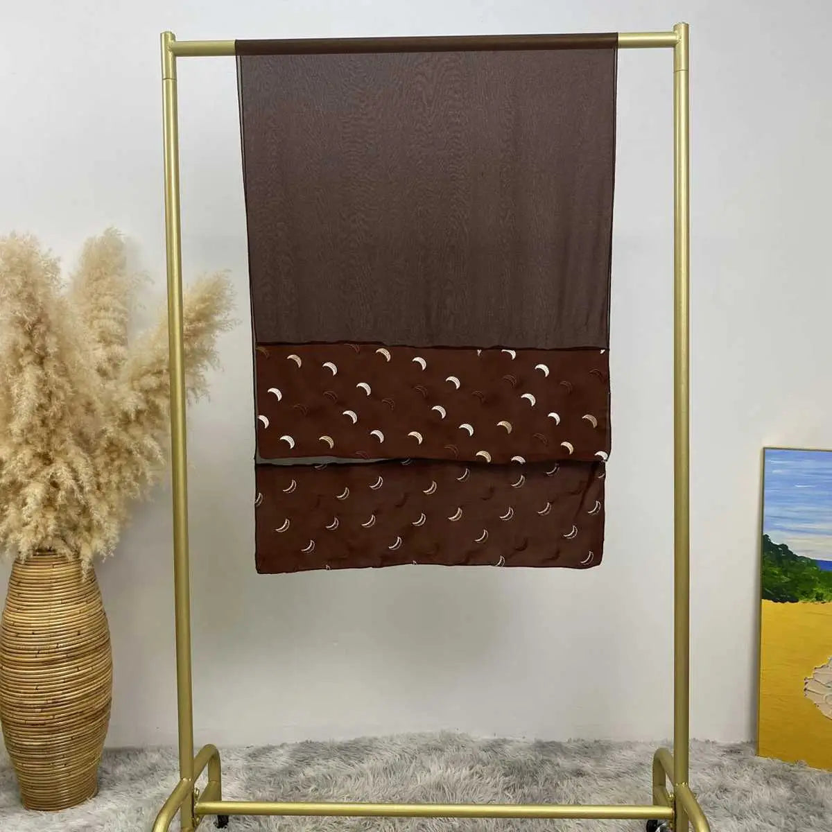 Foulard hijab brodé lune pour femmes musulmanes