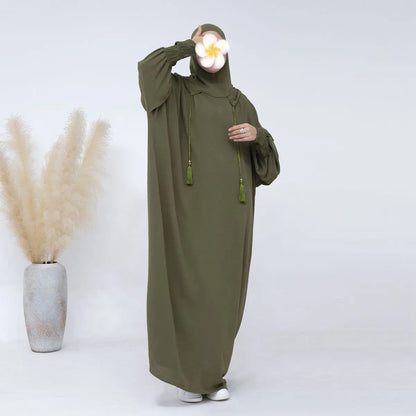 Robe de prière Abaya à capuche en coton mélangé Jilbab Vêtements Halal