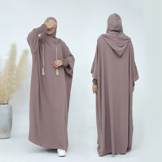 Robe de prière Abaya à capuche en coton mélangé Jilbab Vêtements Halal