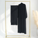 Ensemble 2 pièces en tissu froissé, cardigan et robe abaya ouverte