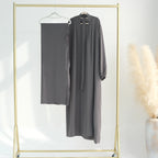 Ensemble 2 pièces en tissu froissé, cardigan et robe abaya ouverte