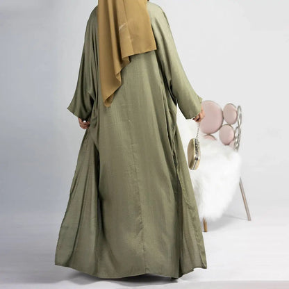 Ensemble 4 pièces pour robe musulmane ouverte, avec foulard, abaya extérieure, cache-cœur et robe intérieure