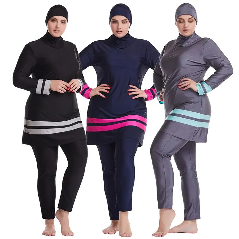 Maillot de bain 3 pièces grande taille pour femmes musulmanes arabes, burkini islamique