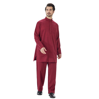 2 Pieces Set Muslim Arab Men Clothing Tops And Pants Suit Set #26T850