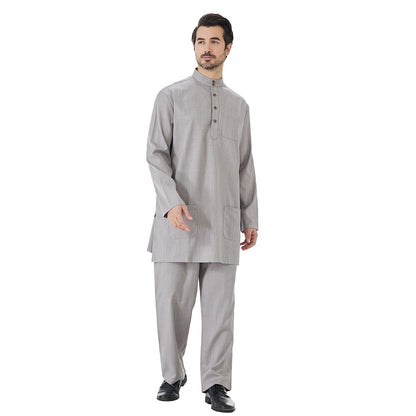 2 Pieces Set Muslim Arab Men Clothing Tops And Pants Suit Set #26T850