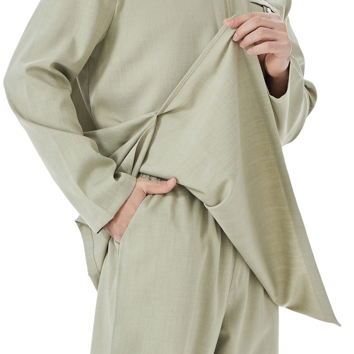 2 Pieces Set Muslim Arab Men Tops And Pants Suit Set #26T849