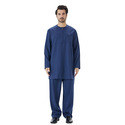 2 Pieces Set Muslim Arab Men Tops And Pants Suit Set #26T849
