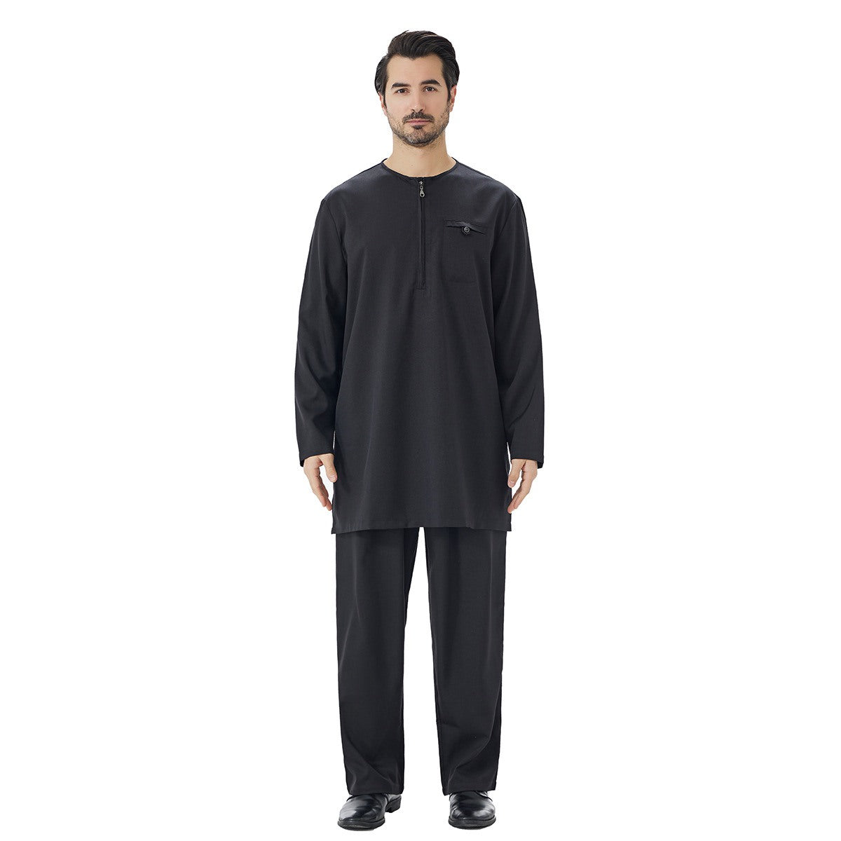 2 Pieces Set Muslim Arab Men Tops And Pants Suit Set #26T849