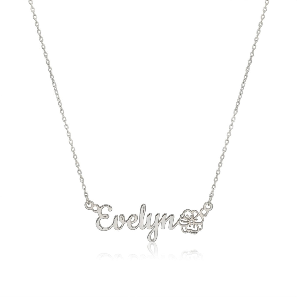 Personalized Name Necklace with Birth Flower Bouquet #3