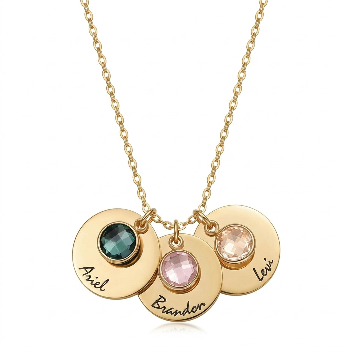 Custom Family Birthstone Multiple Name Necklace - Personalized Jewelry - Gold/Silver/Rose Gold - #26Q6
