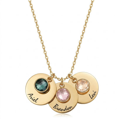 Custom Family Birthstone Multiple Name Necklace - Personalized Jewelry - Gold/Silver/Rose Gold - #26Q6