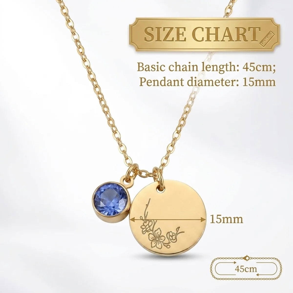 Custom Birth Flower and Birthstone Name Necklace - Personalized Jewelry - Gold/Silver/Rose Gold - Gift For Mom/Grandmother/Girlfriend - #15