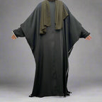Cardigan en satin à manches chauve-souris, robe ouverte Farasha Abaya pour femmes musulmanes