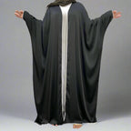 Cardigan en satin à manches chauve-souris, robe ouverte Farasha Abaya pour femmes musulmanes