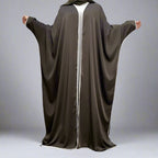 Cardigan en satin à manches chauve-souris, robe ouverte Farasha Abaya pour femmes musulmanes