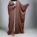 Cardigan en satin à manches chauve-souris, robe ouverte Farasha Abaya pour femmes musulmanes