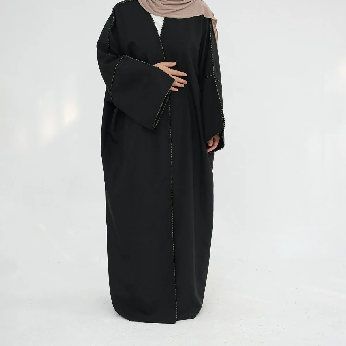 Robe Abaya ouverte avec cardigan en perles #24849