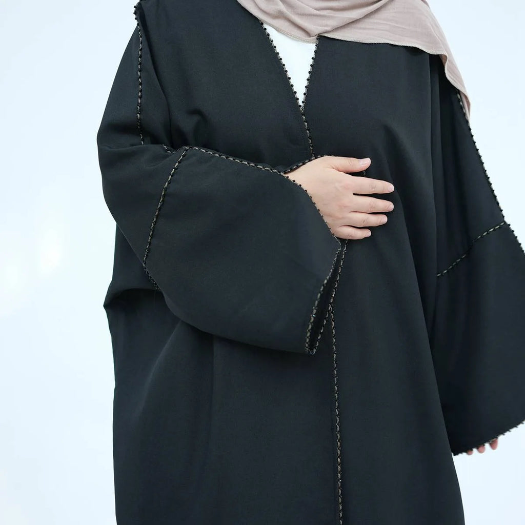 Robe Abaya ouverte avec cardigan en perles #24849
