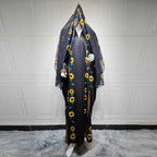 Muslim Women Printed Cardigan Open Abaya Dress With Matching Hijab #25254