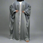 Cardigan en satin à manches chauve-souris, robe ouverte Farasha Abaya pour femmes musulmanes