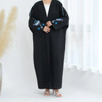 Magnifique robe abaya ouverte en cardigan brodé #24876